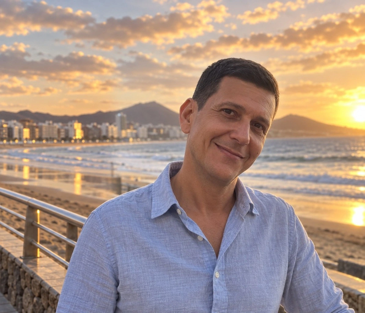 Iván Artiles en la playa de Las Canteras, Gran Canaria