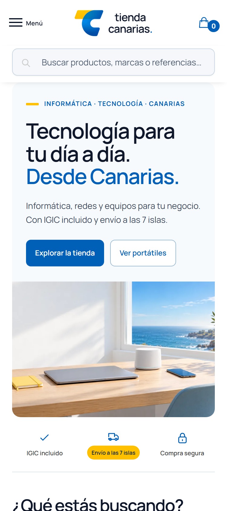 TiendaCanarias.com, una web nuestra: navegación clara, texto legible y acceso directo al catálogo desde el móvil