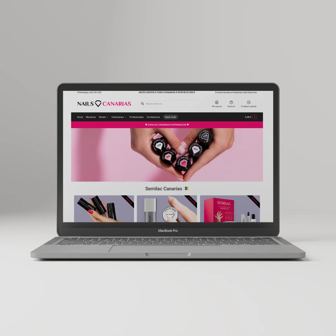 Web de Nails Canarias en un portátil