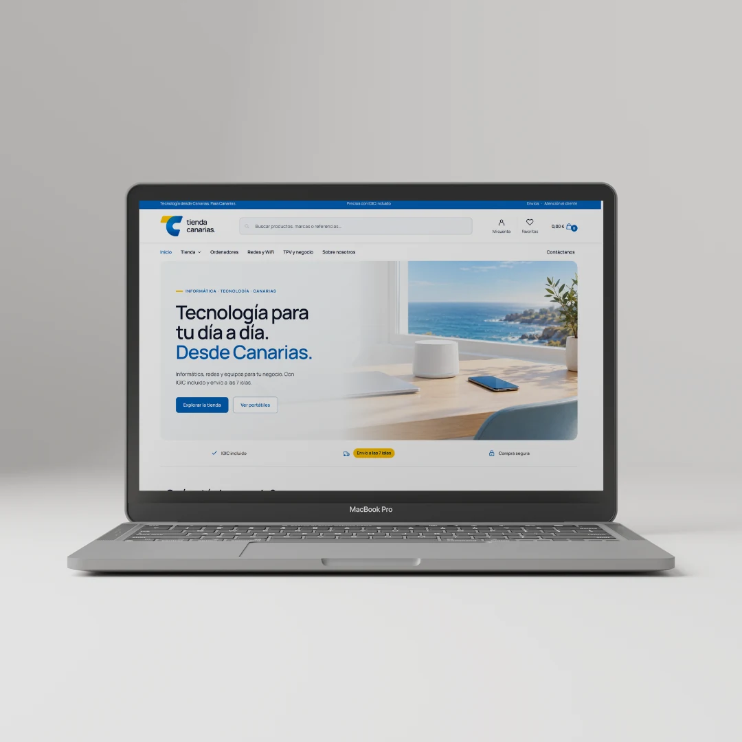 Web de Tienda Canarias en un portátil