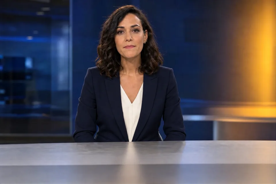 Gara, presentadora con inteligencia artificial, en su plató.